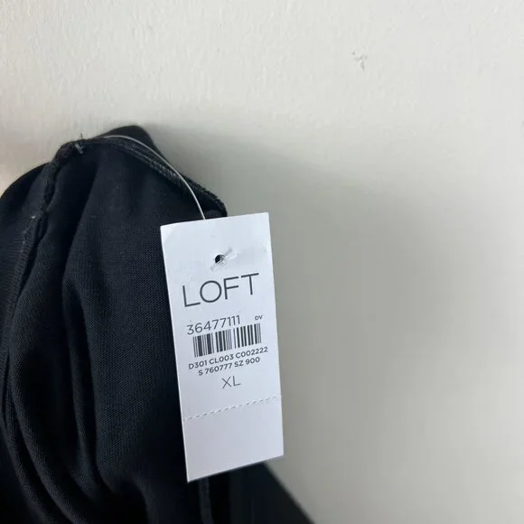 NWT LOFT Black Cap Sleeve Slim Fitted Bodice Muscle Tee - Picture 5 of 7